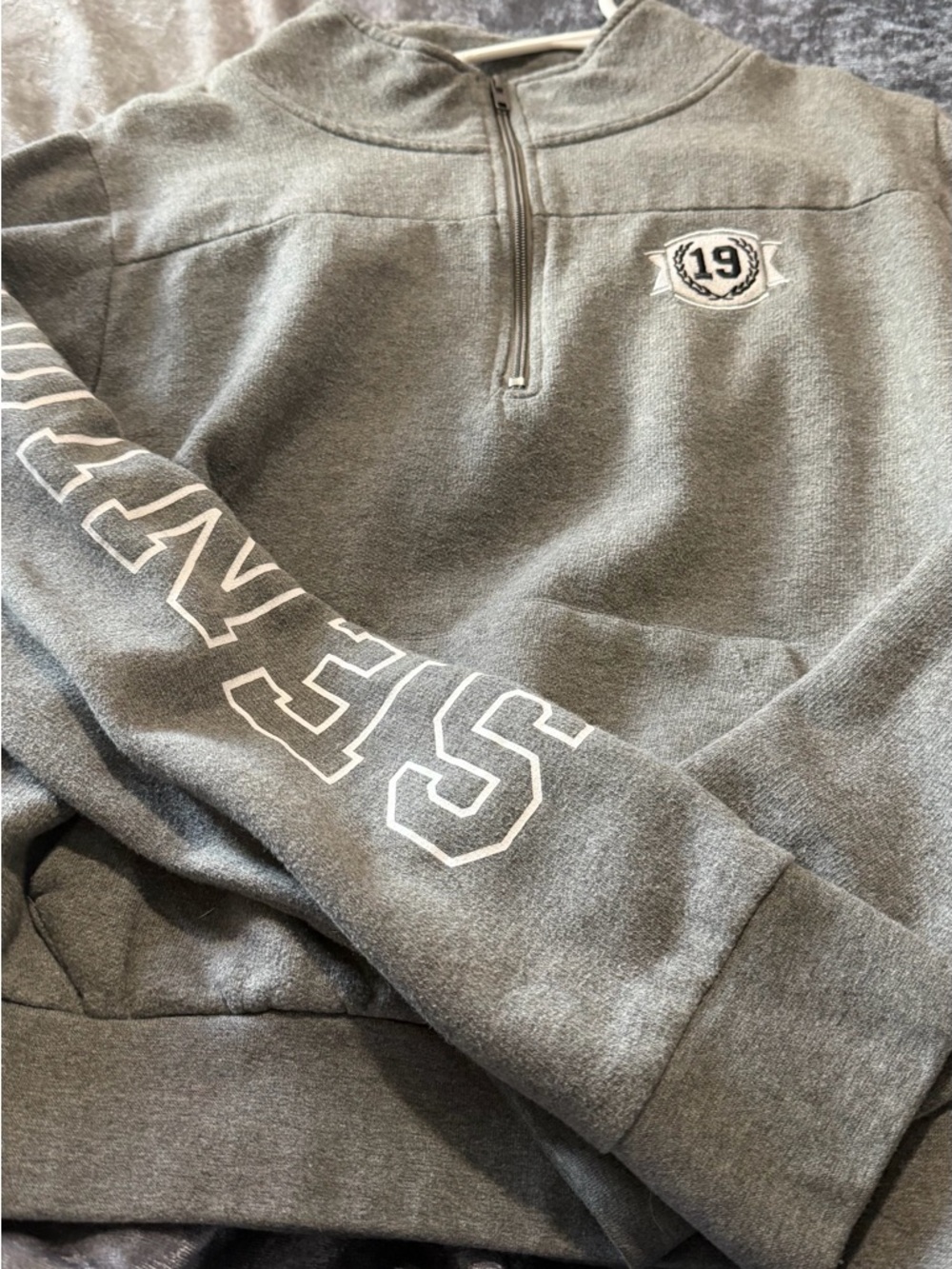 Women's Gray Quarter-Zip Pullover Sweatshirt